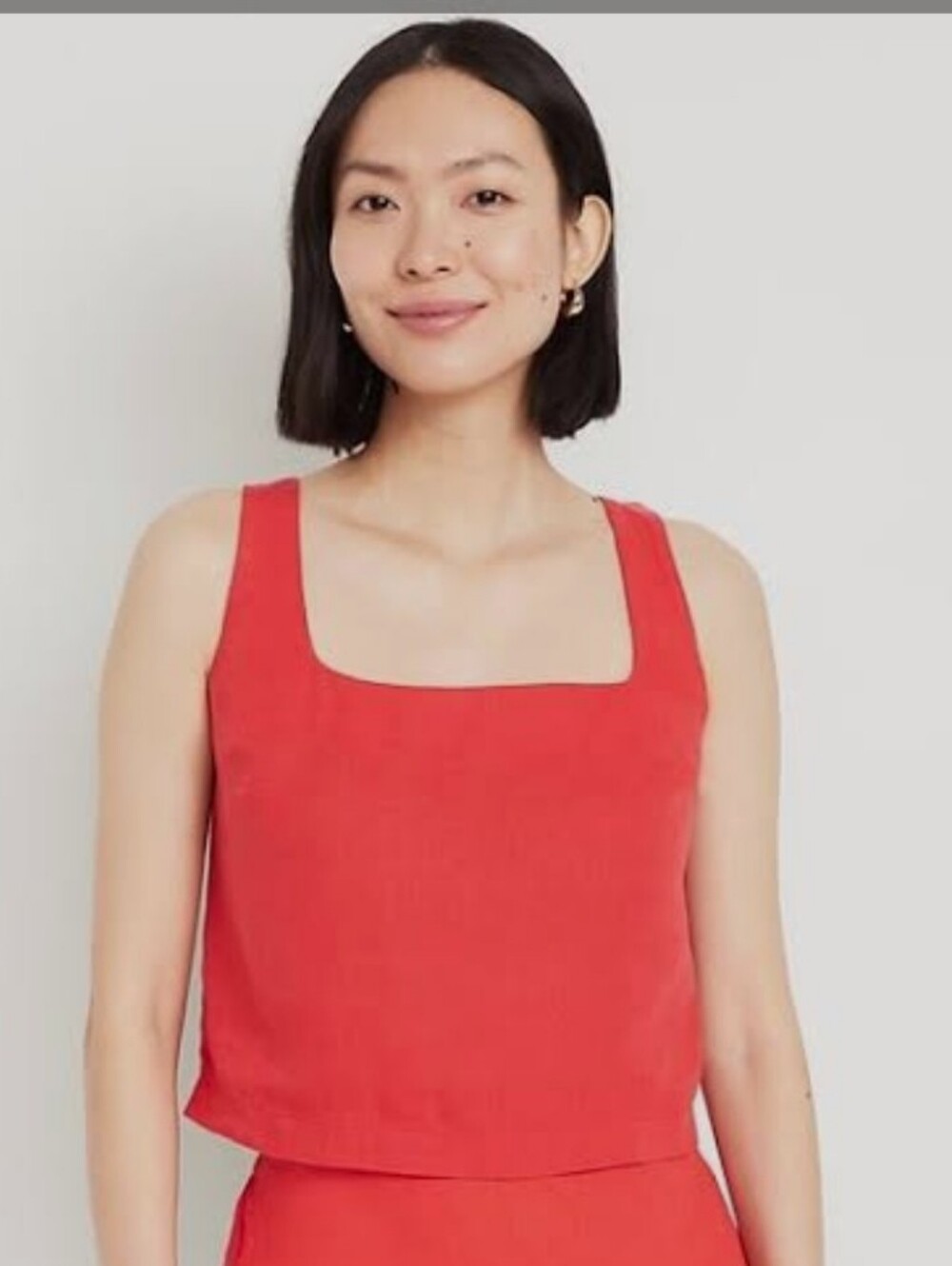 Old Navy Women's Square Neck Linen Blend Crop Top Tank, Large